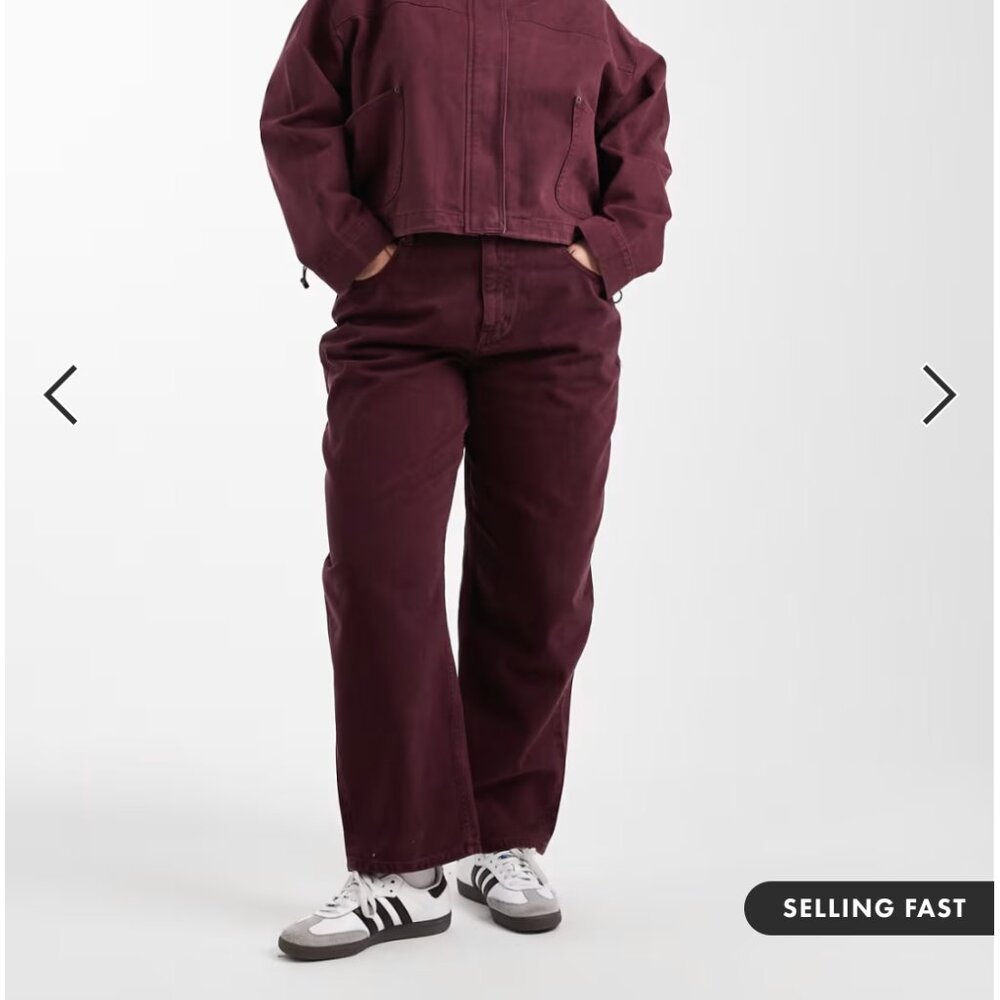 NWT Burgundy Barrel Jeans